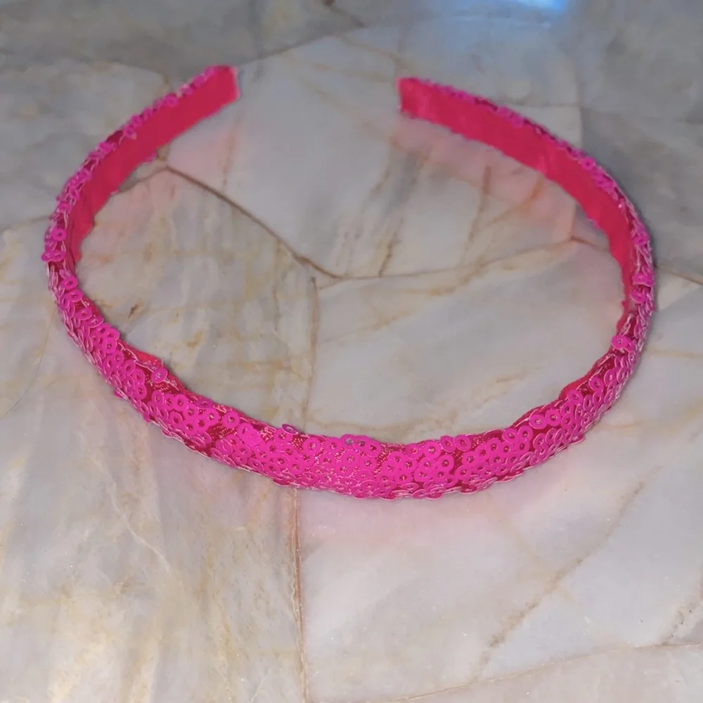 Pink Sequin Thin Headband Shimmering Hair Accessory Hot Pink Sparkle